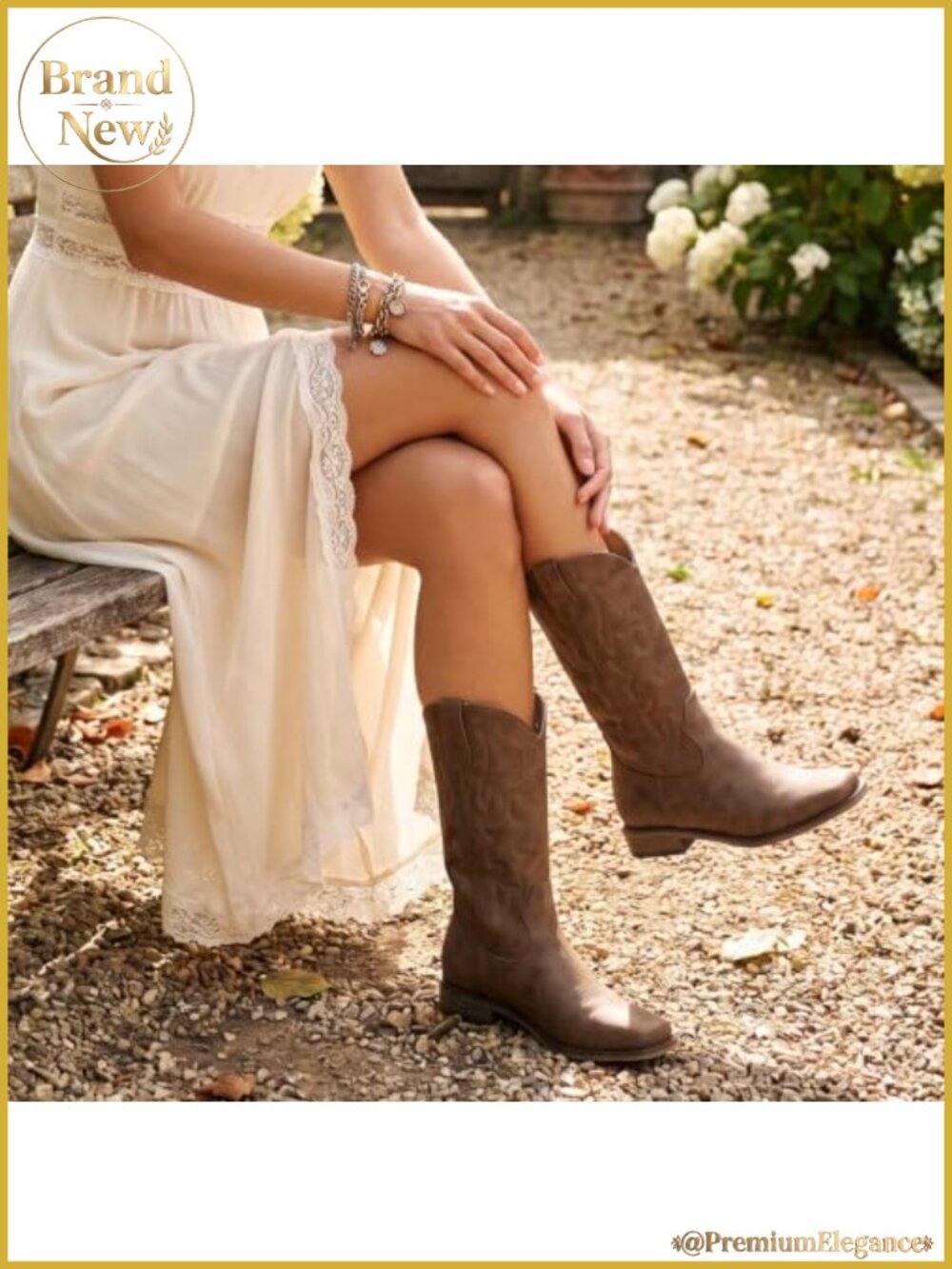 Square Toe Mid Calf Western Cowboy Boots Women Pull On Chunky Heel - Picture 3 of 6